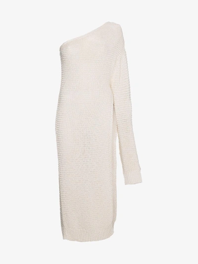 Shop Stella Mccartney Asymmetric Knitted Dress In Nude&neutrals