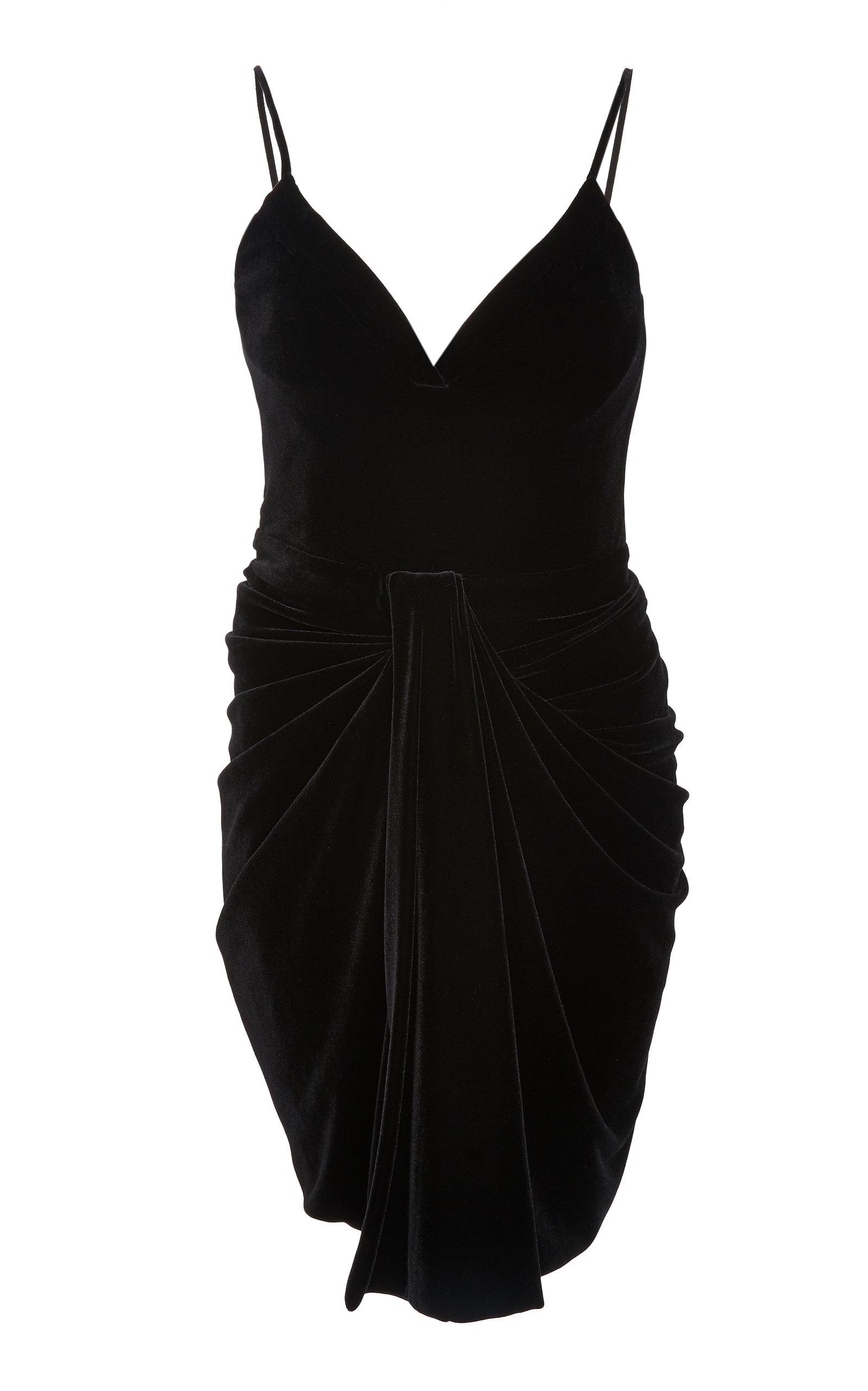 Brandon Maxwell Velvet Mirror Pleat Sweetheart Mini Dress In Black ...