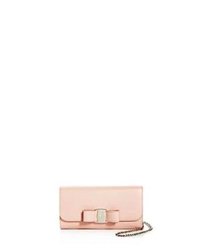 Shop Ferragamo Oversized Vara Bow Mini Bag In Bon Bon Pink/silver