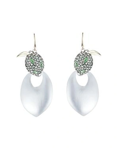 Shop Alexis Bittar Crystal Encrusted Lime Drop Earrings In Silver/gold