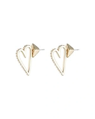 Shop Alexis Bittar Crystal Embellished Heart Stud Earrings In Gold