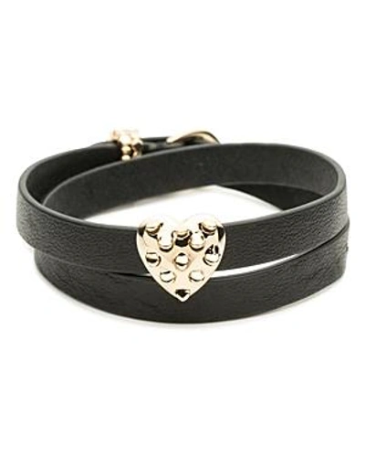 Shop Alexis Bittar Heart Leather Wrap Bracelet In Gold/black