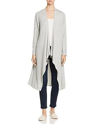 Shop Alison Andrews Draped Open-front Duster Cardigan In Gray Heather