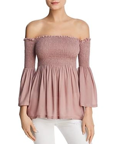 Shop Chaser Off-the-shoulder Bell-sleeve Tunic In Antique Rose