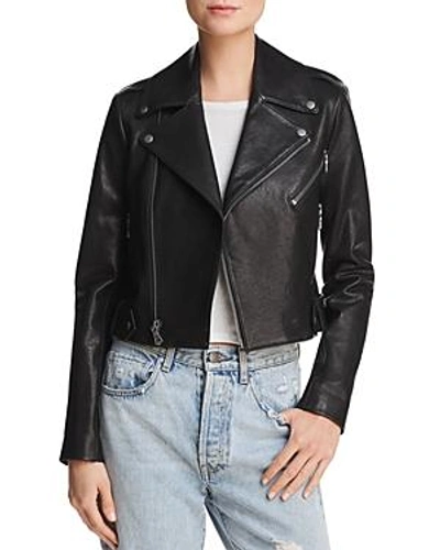Shop Alice And Olivia Alice + Olivia Cody Cropped Leather Moto Jacket In Black