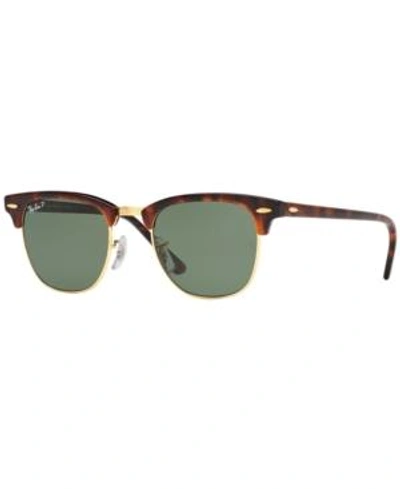 Shop Ray Ban Ray-ban Polarized Sunglasses, Rb3016 Clubmaster In Green Mirror Polar/brown