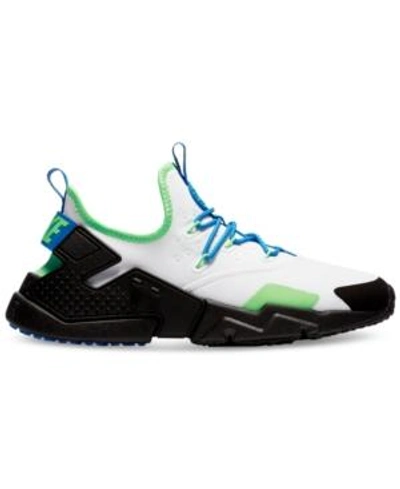 Shop Nike Men's Air Huarache Run Drift Casual Sneakers From Finish Line In White/black-black-blue Ne