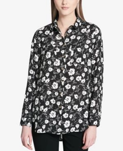 Shop Calvin Klein Printed Tunic In Dark Gray