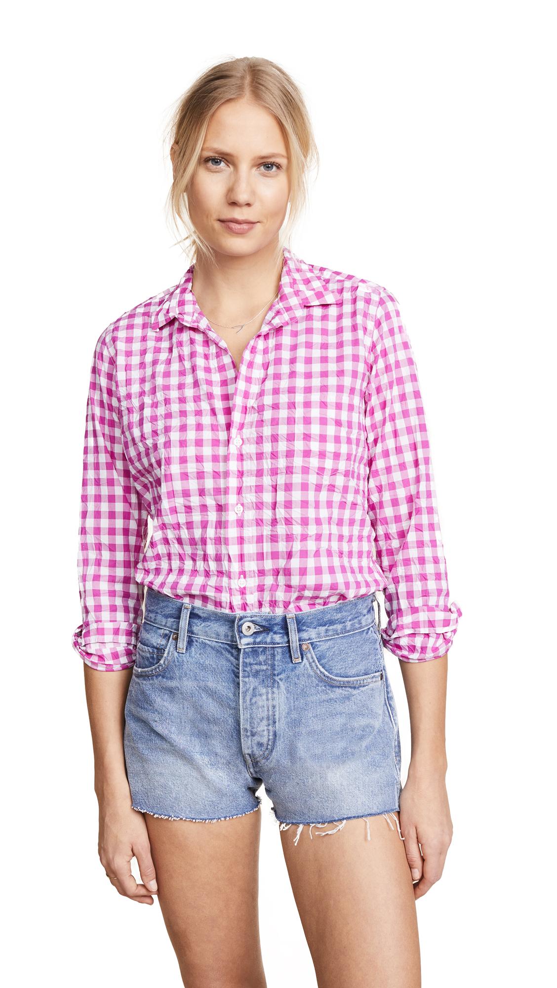 Frank Eileen Barry Gingham Button Down Shirt In Large Hot Pink Check Modesens