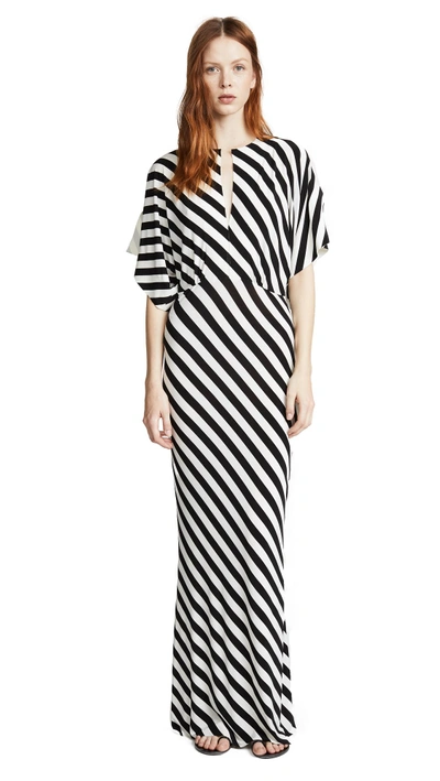 Shop Norma Kamali Rectangle Gown In 3/4 Stripe