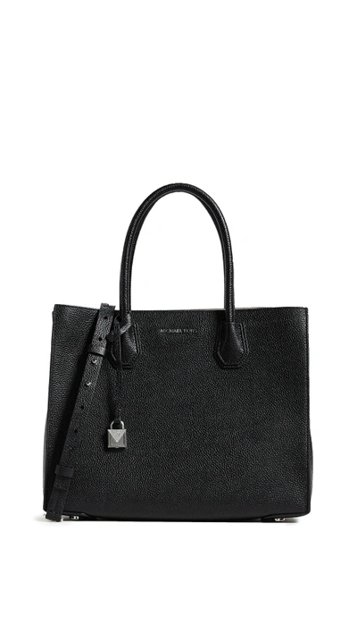 Shop Michael Michael Kors Large Mercer Convertible Tote Bag In Black