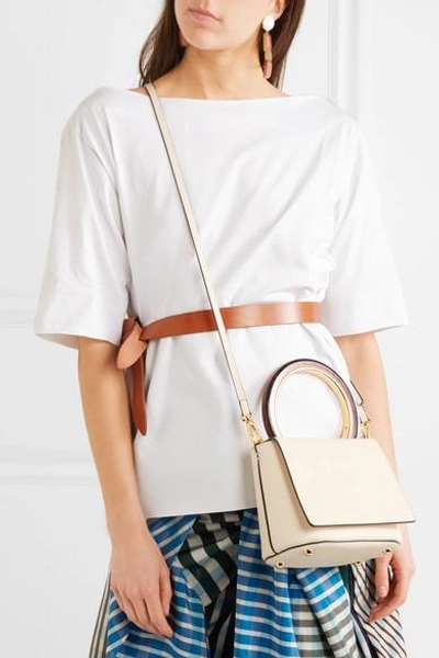 Shop Marni Pannier Leather Shoulder Bag In Cream