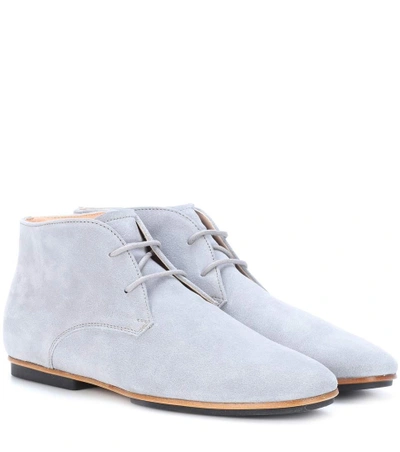 Shop Tod's Suede Oxford Shoes In Grey