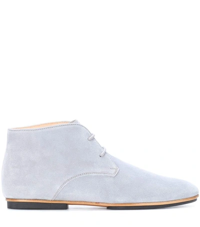 Shop Tod's Suede Oxford Shoes In Grey
