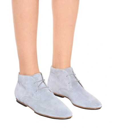 Shop Tod's Suede Oxford Shoes In Grey