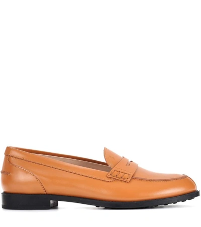 Shop Tod's Gommino Leather City Loafers In Brown