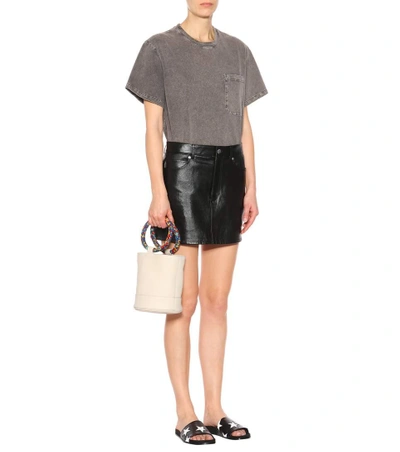 Shop Stella Mccartney Star Faux Leather Slides In Black