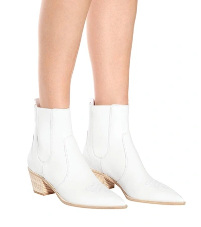 Shop Gianvito Rossi Austin Leather Chelsea Boots In White