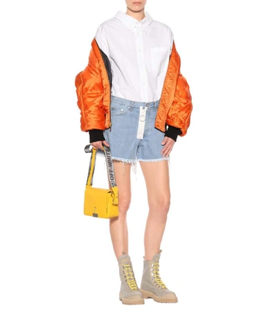 Shop Off-white High-waisted Denim Shorts In Blue