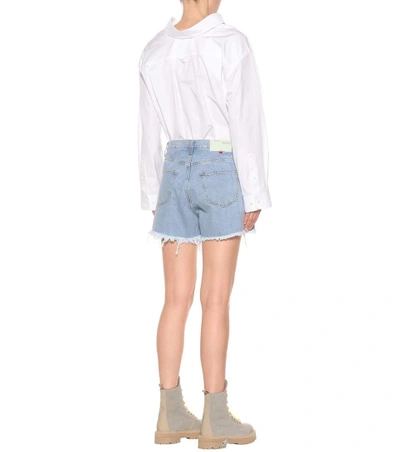 Shop Off-white High-waisted Denim Shorts In Blue