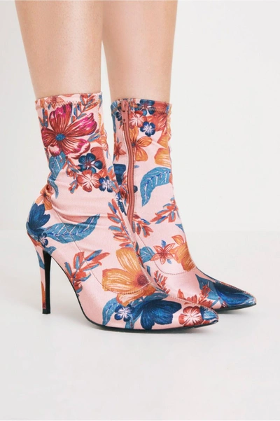 Shop Jaggar Compact Floral Sock Boot In Nude