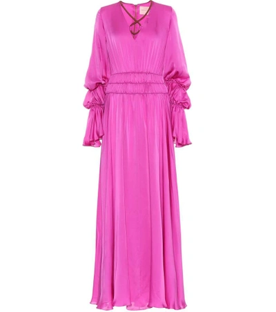 Shop Roksanda Ansari Silk Satin Dress In Pink