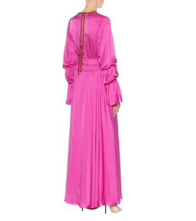 Shop Roksanda Ansari Silk Satin Dress In Pink