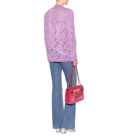 Shop Gucci Cotton-blend Lace Cardigan In Purple