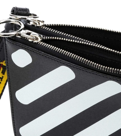 Shop Off-white Diagonal Double Flap Leather Pouch In Black