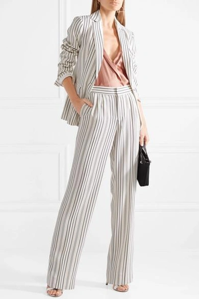 Shop Michelle Mason Wrap-effect Silk-charmeuse And Stretch-jersey Bodysuit