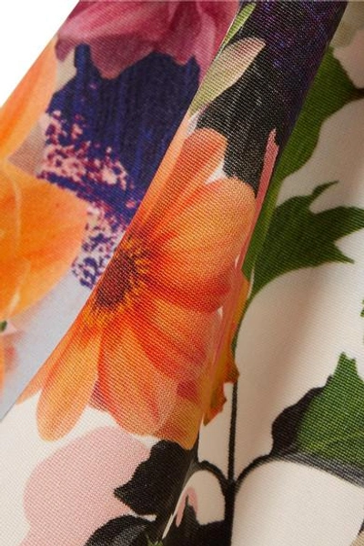 Shop Cushnie Et Ochs Carlita Cropped Off-the-shoulder Floral-print Cady Top In Orange