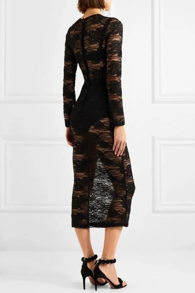 Shop Dolce & Gabbana Stretch-lace Midi Dress In Black