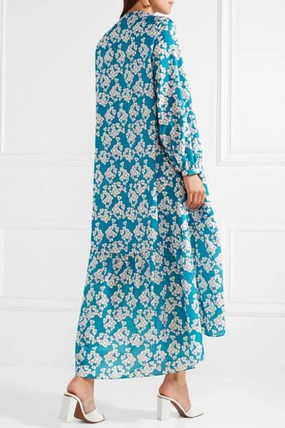 Shop Borgo De Nor Beatrice Floral-print Crepe Midi Dress In Blue