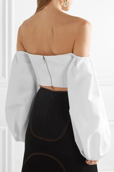 Shop Cushnie Et Ochs Carlita Cropped Off-the-shoulder Cady Top In White