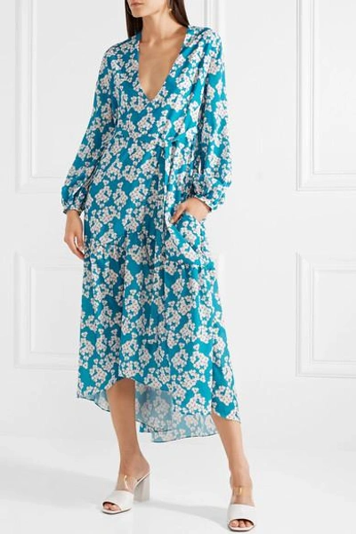 Shop Borgo De Nor Beatrice Floral-print Crepe Midi Dress In Blue