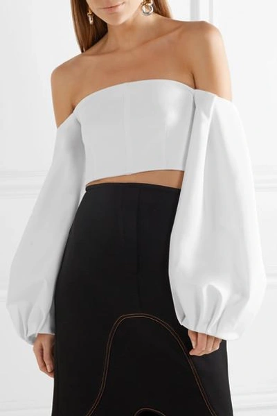 Shop Cushnie Et Ochs Carlita Cropped Off-the-shoulder Cady Top In White