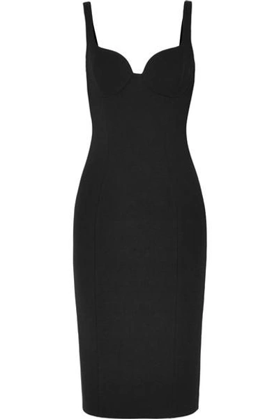 Shop Michael Kors Stretch-wool Crepe Midi Dress In Black