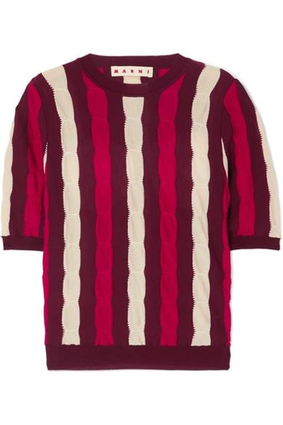 Shop Marni Striped Wool Top In Red