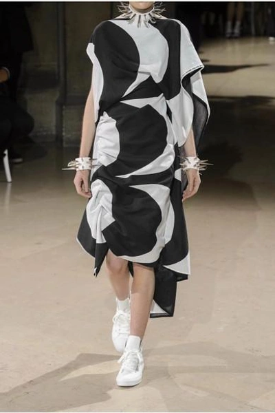 Shop Junya Watanabe + Marimekko Gathered Printed Cotton And Linen-blend Dress In Black