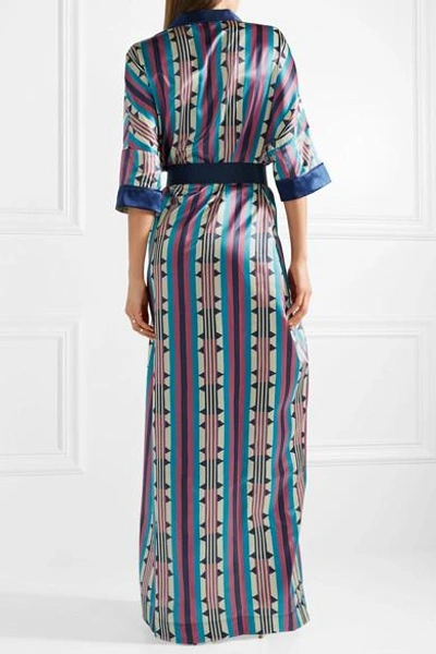 Shop F.r.s For Restless Sleepers Eurinome Belted Printed Cotton And Silk-blend Maxi Dress In Navy