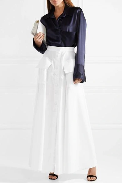 Shop Michael Lo Sordo Cotton-poplin Maxi Skirt In White