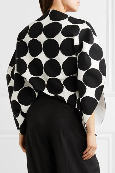 Shop Junya Watanabe Marimekko Asymmetric Polka-dot Cotton-canvas Top In Black