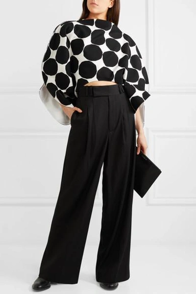 Shop Junya Watanabe Marimekko Asymmetric Polka-dot Cotton-canvas Top In Black