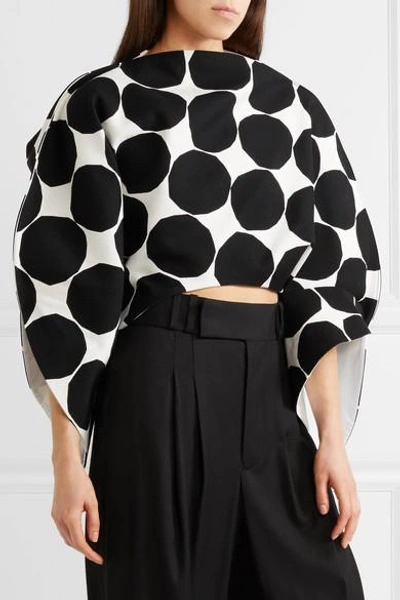 Shop Junya Watanabe Marimekko Asymmetric Polka-dot Cotton-canvas Top In Black