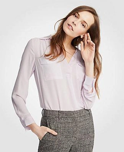 Shop Ann Taylor Petite Camp Shirt In Lavender Icing