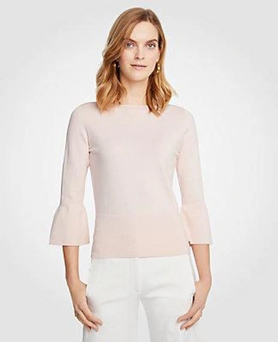 Shop Ann Taylor Bell Sleeve Sweater In Faded Pink
