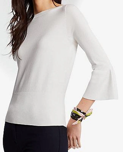 Shop Ann Taylor Bell Sleeve Sweater In White