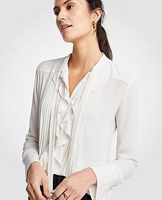 tie neck ruffle blouse