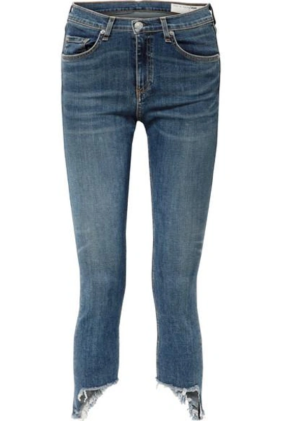 Shop Rag & Bone The Capri Distressed Low-rise Skinny Jeans In Mid Denim