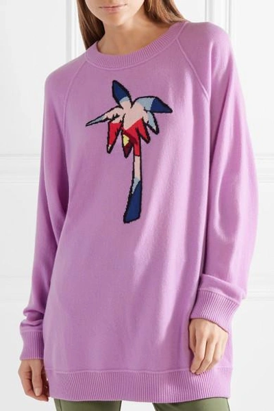 Shop Tomas Maier Oversized Intarsia Cashmere Sweater In Lavender